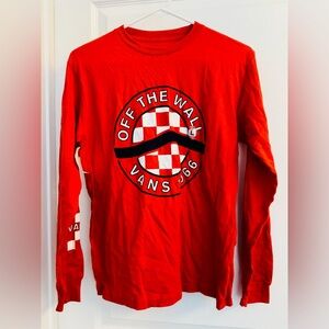 Vans Red Graphic Long Sleeve Tee - Boys L